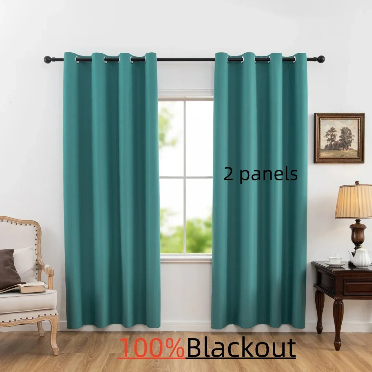2pcs Modern 100% Blackout Solid Curtains, Window Curtains for Living Room, Bedroom, Kitchen, Home Decoration, Privacy Draps