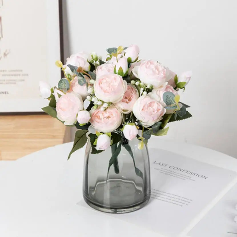 30CM Artificial Flowers Silk Peony Bouquet Festival Vases for Decoration Craft Home Garden Living Room Wedding Accessories props