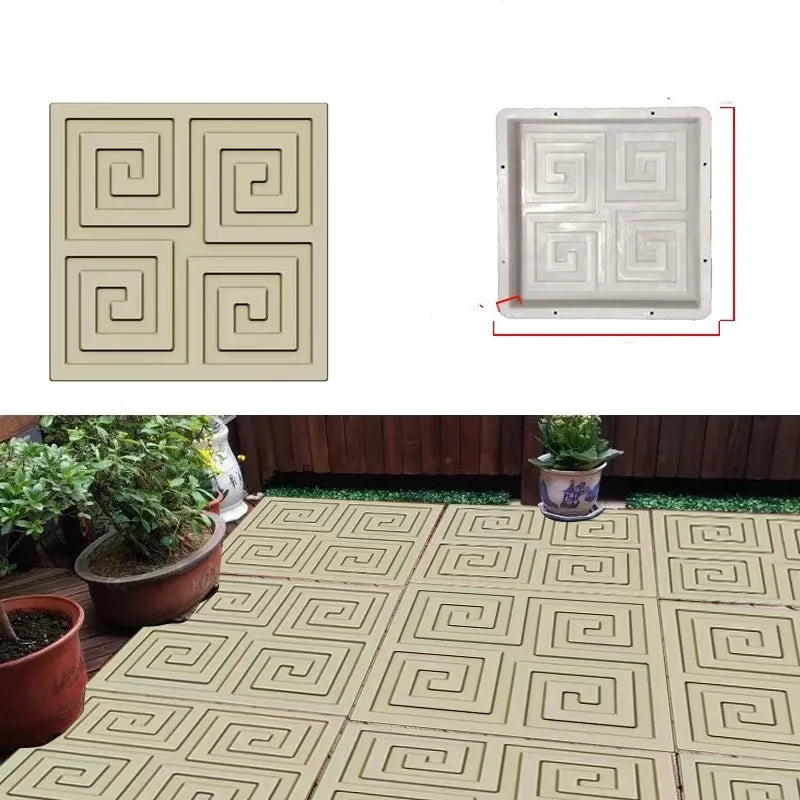 DIY Paving Casting Stepping Stone Square 1Pcs Road Concrete Mold Brick Antique Landscape Yard Decor Garden Reusable Making Tools