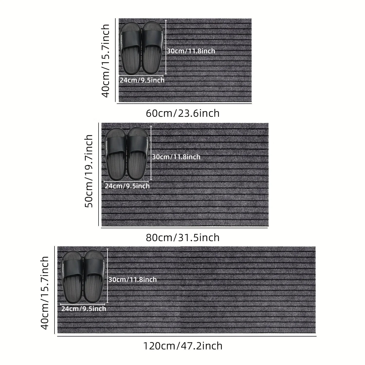 Modern Minimalist Square Floor Mat - Durable, Stain/Fade Resistant, Non-Slip Rubber Backing, Machine Washable for Indoor/Outdoor