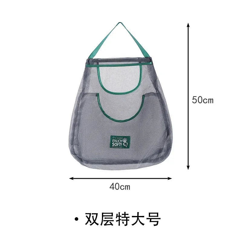 Reusable Mesh Storage Bags for Kitchen, Hanging Fruit Vegetable Organizer for Ginger Garlic Onion Potato
