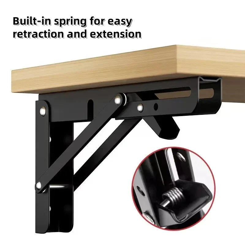 Heavy Duty Folding Triangle Shelf Bracket | Stainless Steel Wall Mount, Space Saving Fold Flat Rust-Proof Support