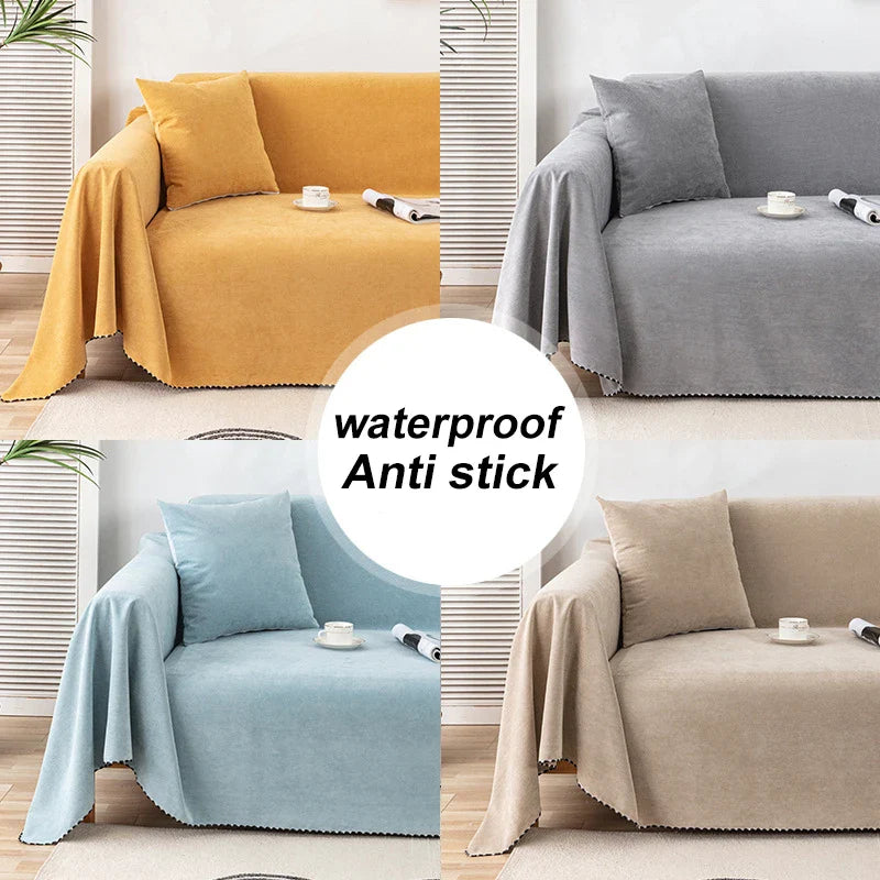 Waterproof Sofa Blanket Multipurpose Solid Color Furniture Cover Durable Fabric Dust-proof Anti-scratch Home Living Room Decor