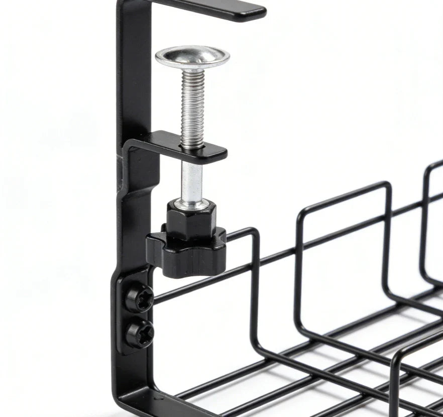 Metal under Table Storage Rack Cable Management Tray Wire Organizer for Home Office Desk No Punching Kitchen Storage Accessories