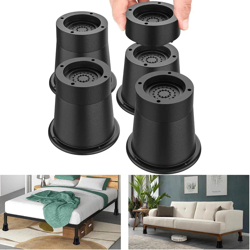4Pcs Heavy Duty Furniture Riser Round Rubber Sofa Riser Supports Up to 6000 lbs for Sofa Table Bed Chair Bottom Leg Raiser