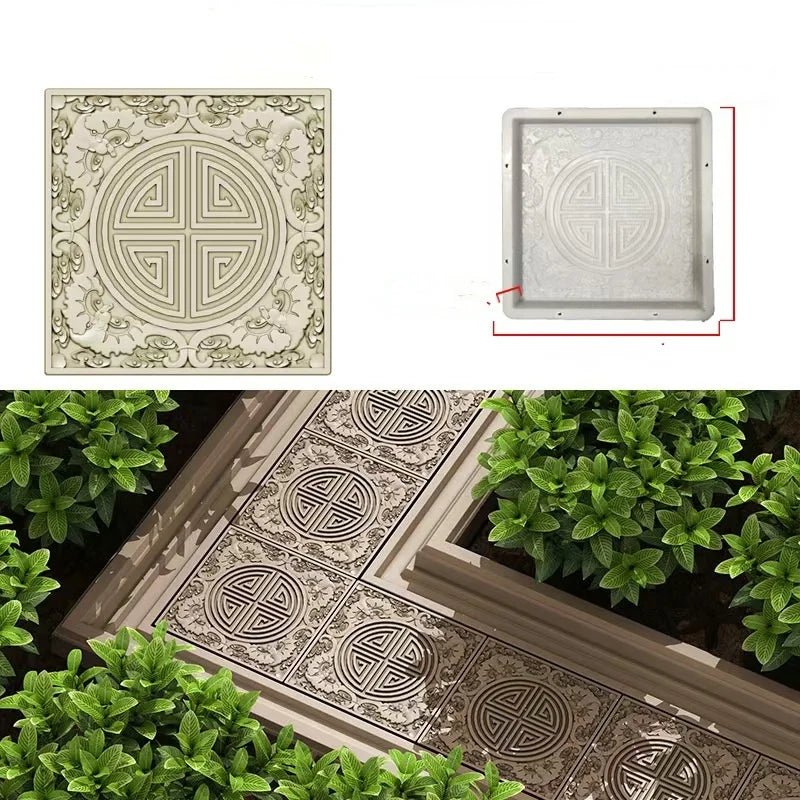 DIY Paving Casting Stepping Stone Square 1Pcs Road Concrete Mold Brick Antique Landscape Yard Decor Garden Reusable Making Tools
