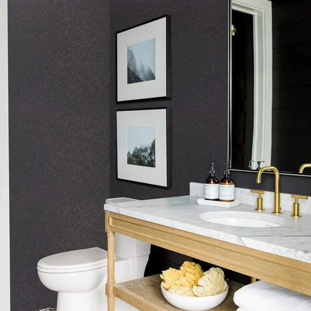Black Silk Wallpaper Embossed Self Adhesive Wallpaper Removable Vinyl Black Peel and Stick Wallpaper Waterproof Furniture Decor