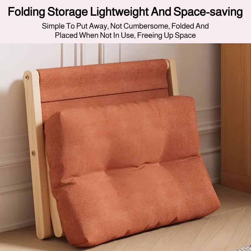 Solid Wood Shoe Changing Stool Footstool Sofa Rest Footstool, Folding Low Stool for The Entryway, Cotton-filled Cushion Stool