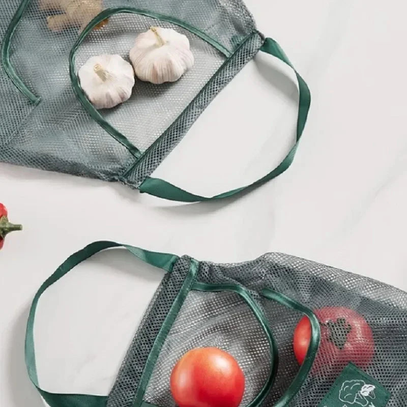 Reusable Mesh Storage Bags for Kitchen, Hanging Fruit Vegetable Organizer for Ginger Garlic Onion Potato