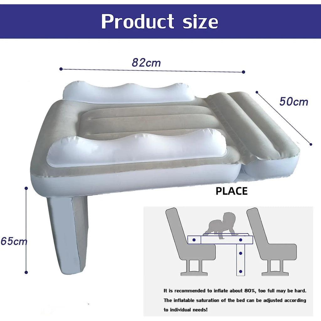 Infant Inflatable Mattress Kids Car Rear Car Mat Foldable Airplane Mattress Outdoor Travel Thickened Flocking Air Mattress