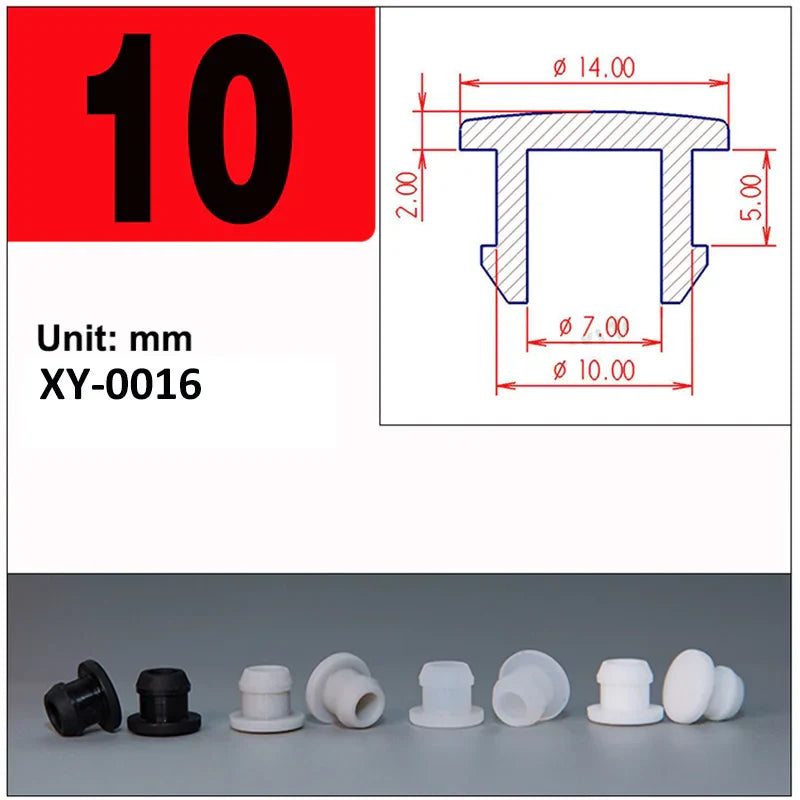 Silicone Rubber Caps T Type Plug Cover Snap-on Gasket Blanking End Seal Stopper 2.5mm-15mm Black/White/Gray/Transparent
