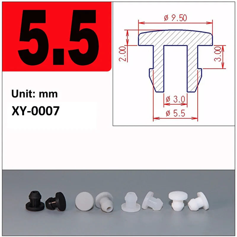 Silicone Rubber Caps T Type Plug Cover Snap-on Gasket Blanking End Seal Stopper 2.5mm-15mm Black/White/Gray/Transparent