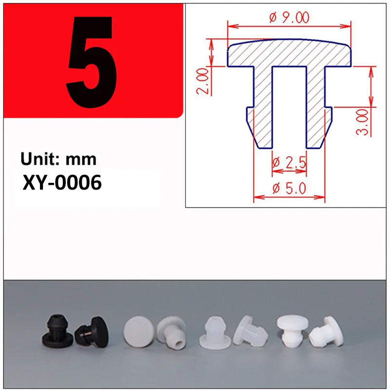Silicone Rubber Caps T Type Plug Cover Snap-on Gasket Blanking End Seal Stopper 2.5mm-15mm Black/White/Gray/Transparent