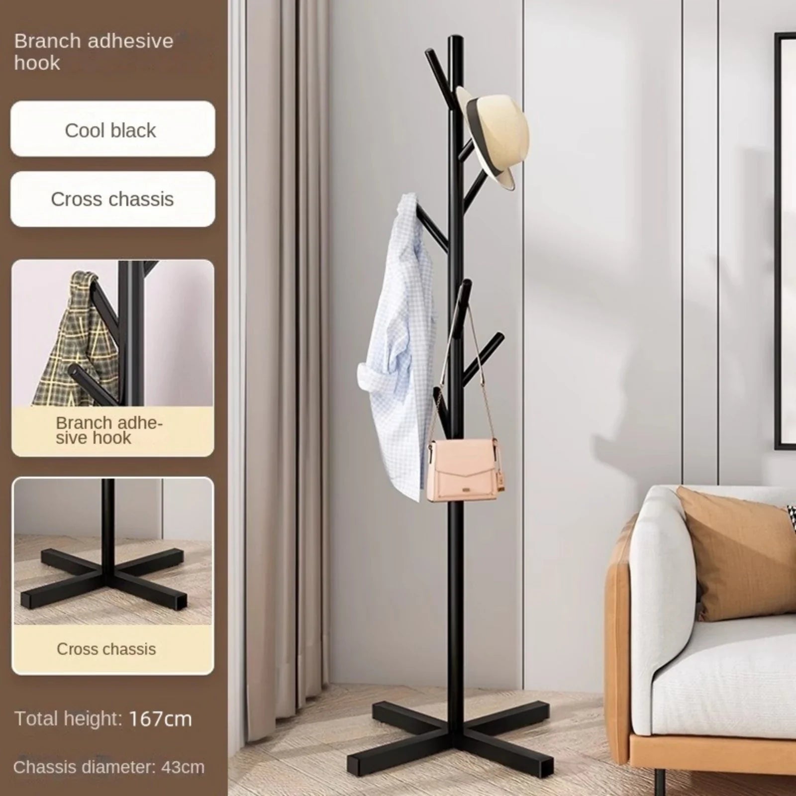 Marble Household Clothes Rack, Floor-Standing Bedroom Simple Clothes Rack, Trendy Coat Rack, Clothes Hanger, Storage Rack
