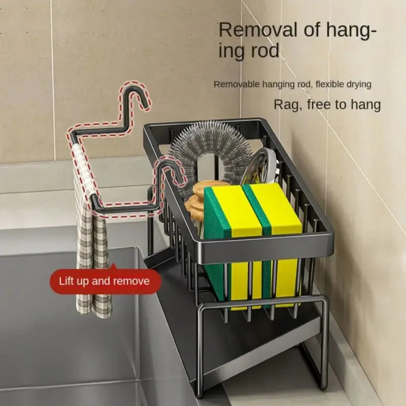 Sponge Draining Rack – Dishcloth & Dishwashing Liquid Storage, Kitchen Organizer