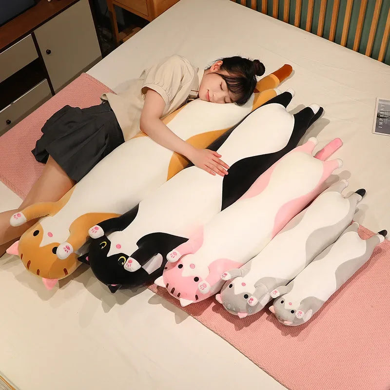 Cute Cat Plush Body Pillows Cartoon Long Strip Stuffed Throw Pillow Sofa Bedroom Back Cushion Home Decoration Exquisite Gifts