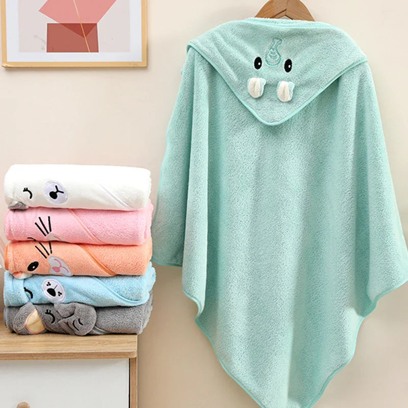 Toddler Baby Hooded Towels Super Soft Newborn Kids Bathrobe Warm Sleeping Swaddle Wrap for Boys Girls Coral Velvet Wrap Blanket