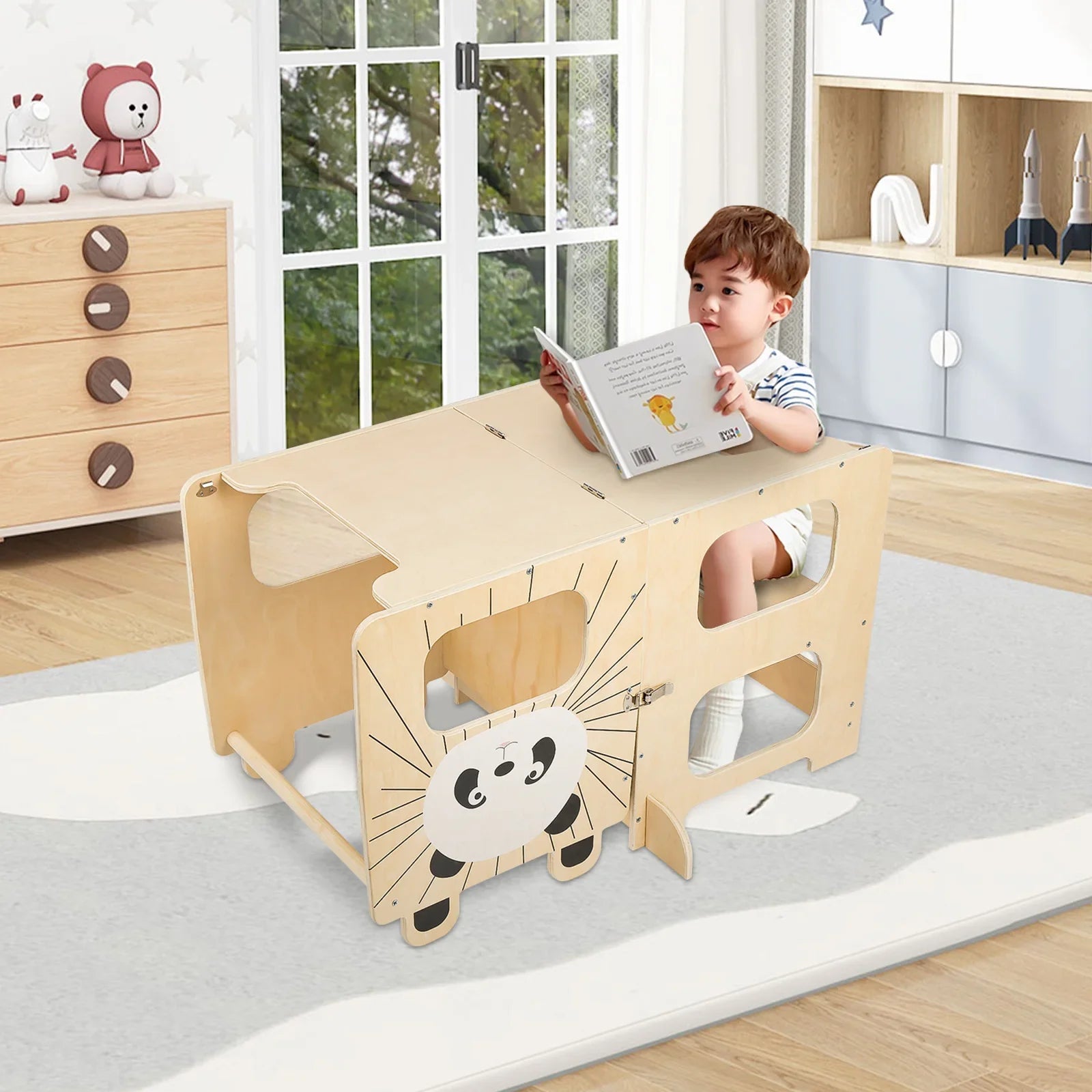Learning Tower For Children, Montessori Learning Tower With Blackboard, Learning Tower From 1 Year For Kitchen Table Bathroom