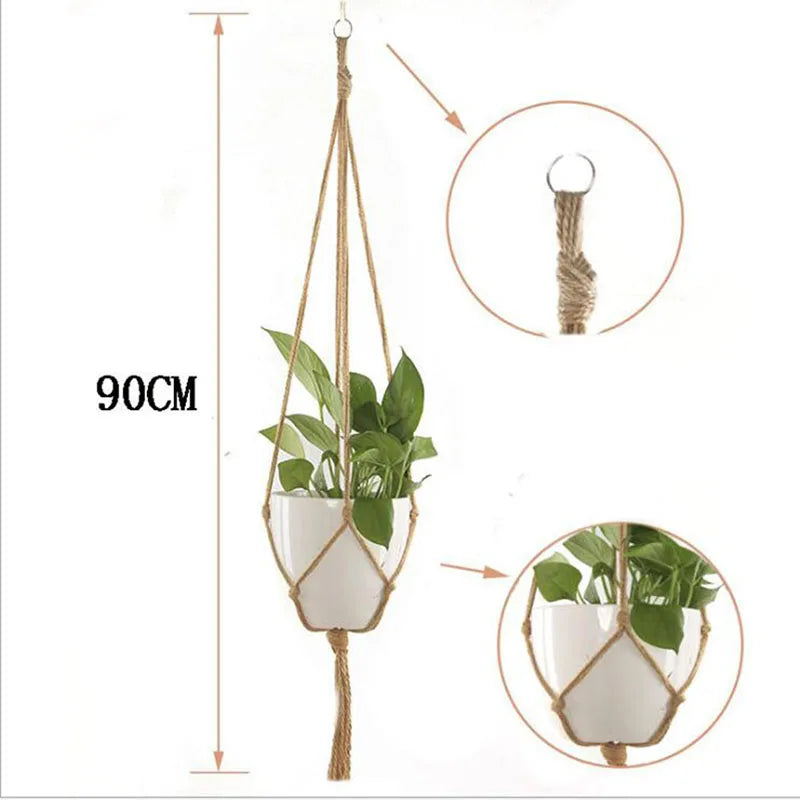 Gardening Green Plant Hanging Basket Cotton Rope Hanger Flower Pot  Handmade Macrame Pot Pocket Wall Boho Courtyard  Home Decor