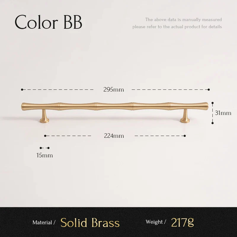 Santaya Solid Brushed Brass Handle Bamboo Kitchen Cabinet Pull Wardrobe Drawer Knob
