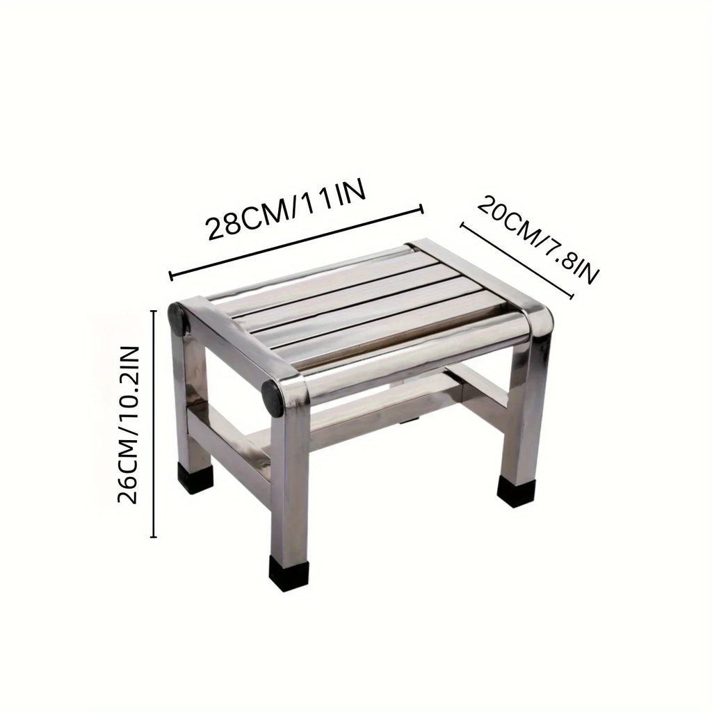 1Pc Multi-purpose Stainless Steel Stool - Durable Thick & Sturdy Stool, Ideal for Living Room, Bathroom, Kitchen and Corridors