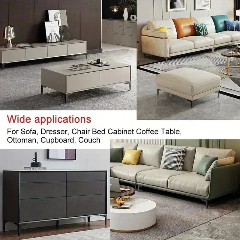 4Only gold black metal furniture legs included：Modern Minimalist Style，Suitable for Sofa/Cabinet/Table Heightening Foot Pads