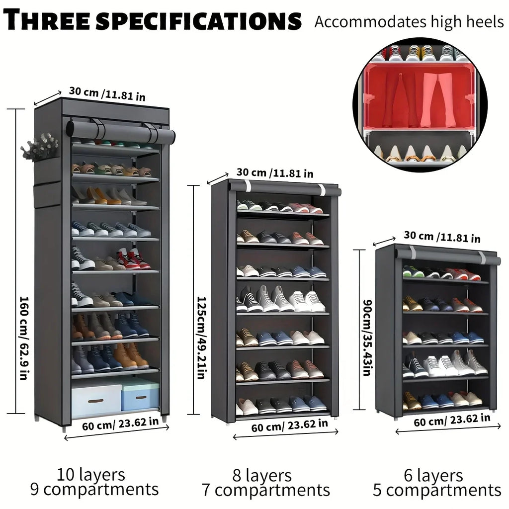 6-10 Tier Multi-Layer Shoe Cabinet with Dust-Proof Rolling Shutter Door, Easy to Assemble, Space-Saving Home Storage Cabinet, Suitable for Entryways, Hallways, Bedrooms, Living Rooms, Homes, Dormitories, Etc./Modern Decorativ