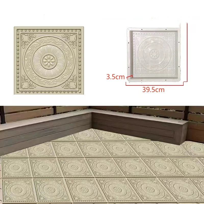 DIY Paving Casting Stepping Stone Square 1Pcs Road Concrete Mold Brick Antique Landscape Yard Decor Garden Reusable Making Tools