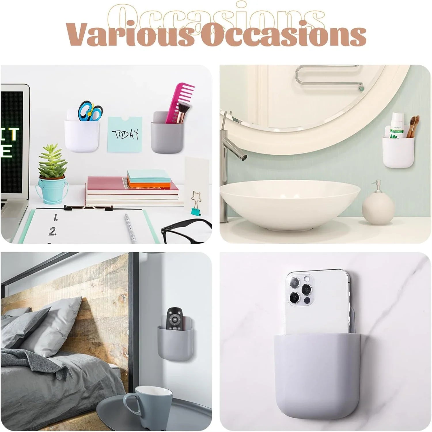 Wall Mounted Storage Box Phone Charger Holder Stand Rack for Remote Control Air Conditioner TV - Mobile Plug Organizer Case