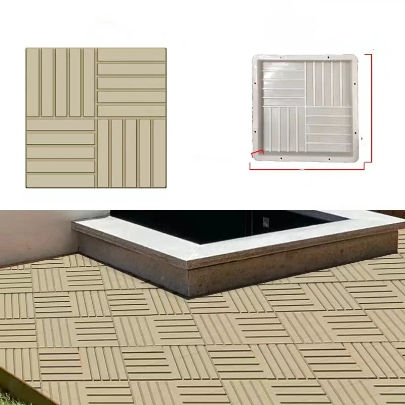DIY Paving Casting Stepping Stone Square 1Pcs Road Concrete Mold Brick Antique Landscape Yard Decor Garden Reusable Making Tools
