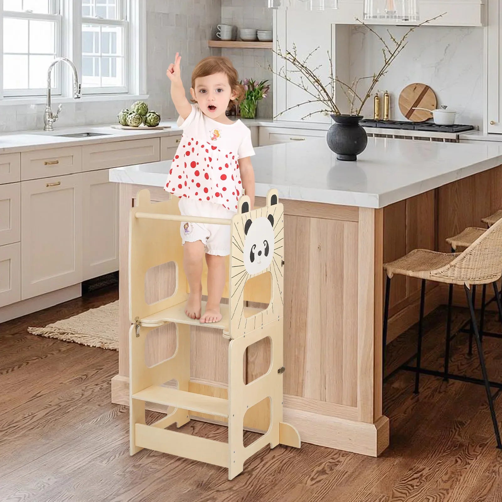 Learning Tower For Children, Montessori Learning Tower With Blackboard, Learning Tower From 1 Year For Kitchen Table Bathroom