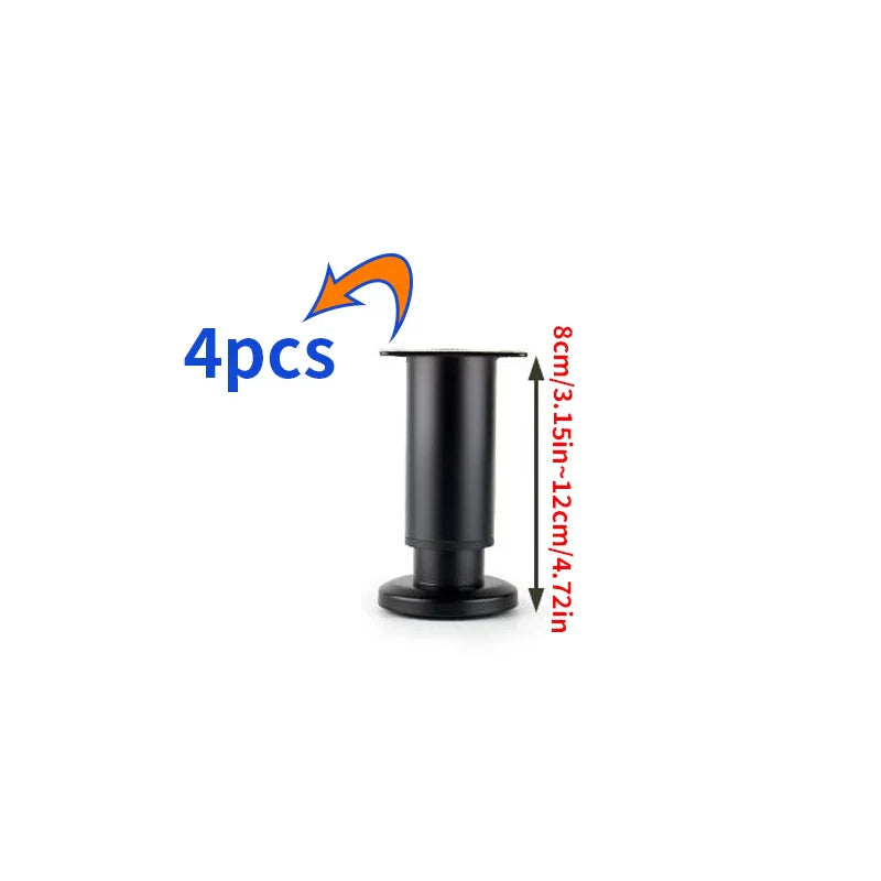 Home 4pcs Adjustable Height Furniture Support Legs, Black Telescopic Table Legs, Used for Tables, Bed Frames, TV Cabinets, Sofas