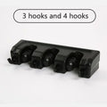 Wall Mounted Mop Holder Broom Hanger 3/4/5 Position Multi-Functional Black Magic Plastic Storage Rack for Home Kitchen Bathroom