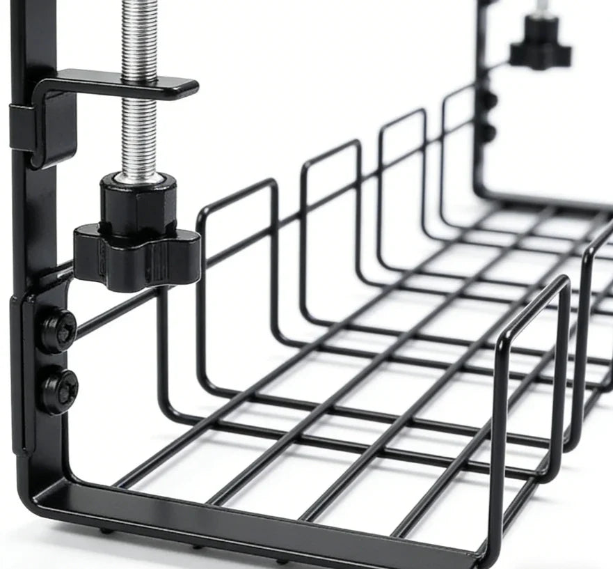 Metal under Table Storage Rack Cable Management Tray Wire Organizer for Home Office Desk No Punching Kitchen Storage Accessories