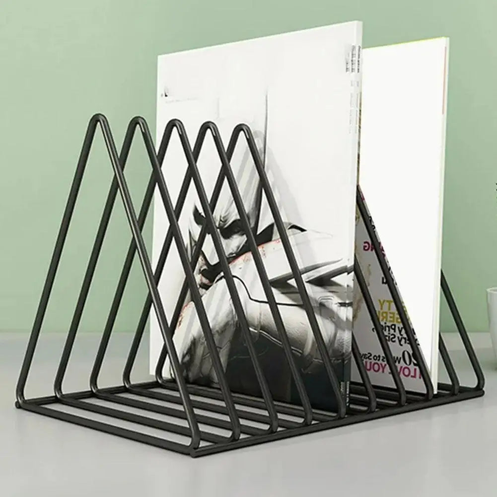 9-grid CD Rack Vinyl Record Storage Rack Triangular Magazine Stand, Bedroom Desktop Storage,5-grid CD/movie Rack ﻿