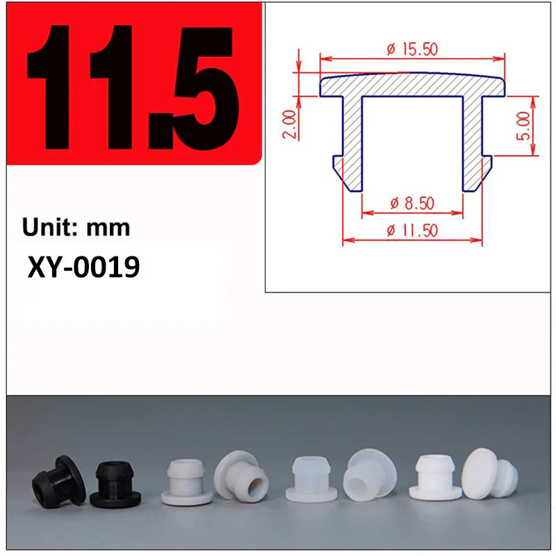 Silicone Rubber Caps T Type Plug Cover Snap-on Gasket Blanking End Seal Stopper 2.5mm-15mm Black/White/Gray/Transparent