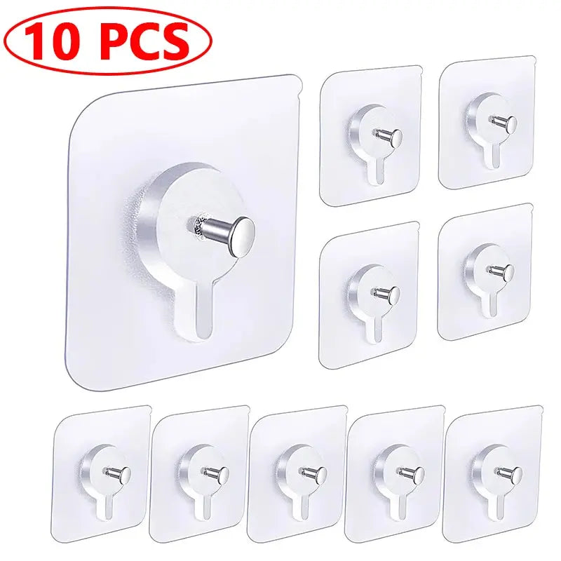 10 Pcs Self Adhesive Nails Wall Hook Poster Transparent Screws Wall Hook For Photo Frame Waterproof Durable Kitchen Bathroom Use