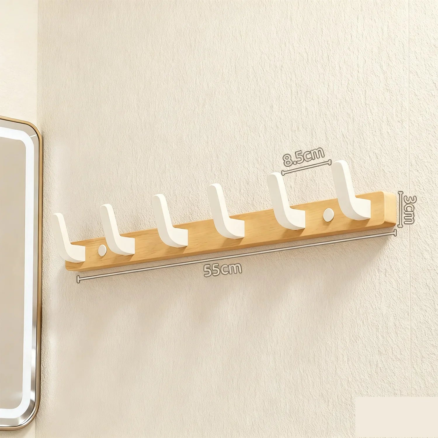 Coat Rack Wall Mount shelf Entryway Wall Hanger for Towels Wooden Coat Hooks Hook Storage Rack  for Bedroom Bathroom Kitchen