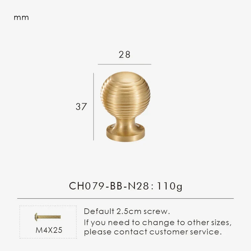 Nurlin French Luxury Solid Brass Kitchen Cabinet Furniture Drawer Cabinet Door Handle Round Knobs T-Bar Wardrobe Pull