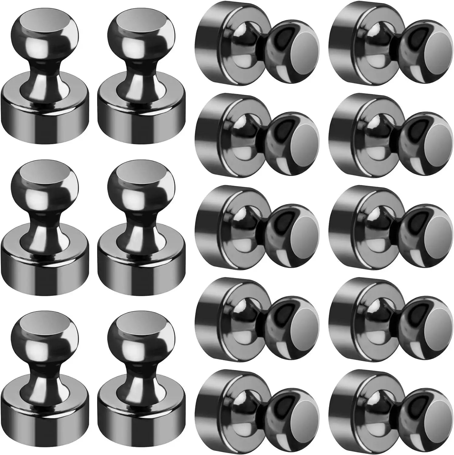 Black Neodymium Magnetic Push Pins - Strong Refrigerator & Whiteboard Magnets for Office, Kitchen & Map Use