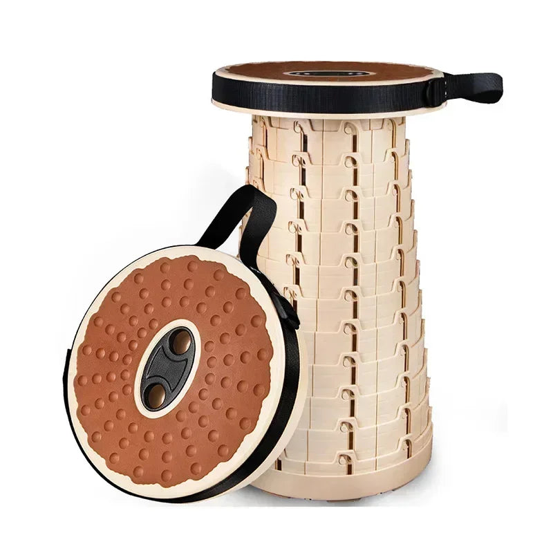 Outdoor Folding Stool with Soft Glue Queue Up  Portable Telescoping Travel Camping Fishing Bearing Strength Small Size