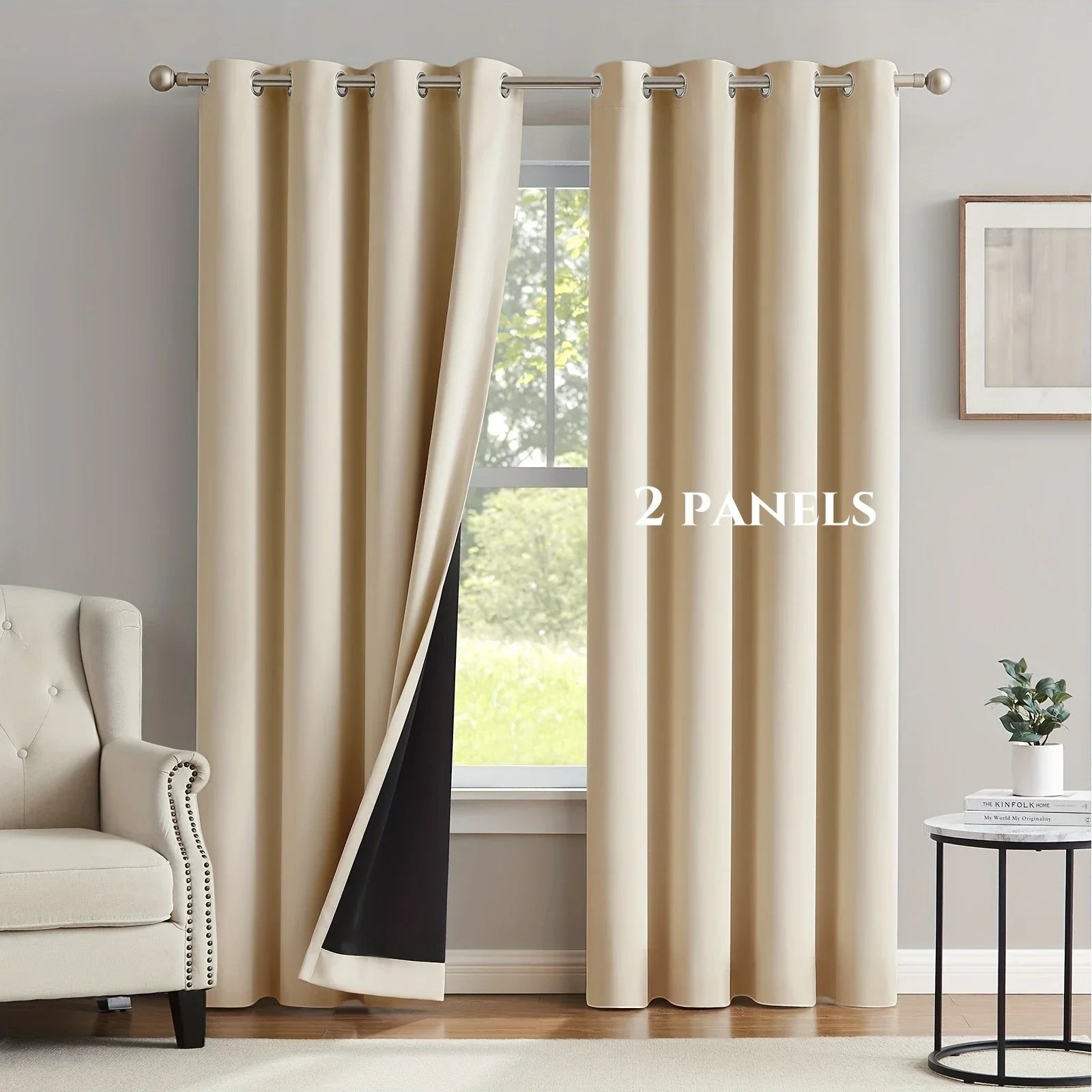 2pcs Modern 100% Blackout Solid Curtains, Window Curtains for Living Room, Bedroom, Kitchen, Home Decoration, Privacy Draps