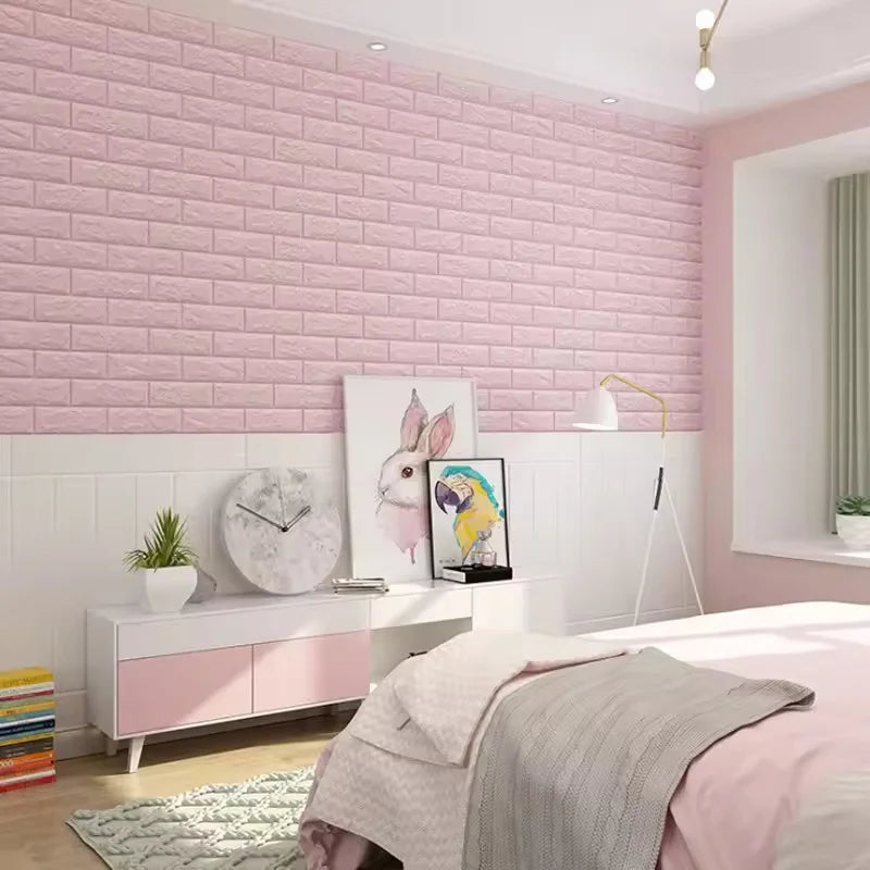 70cm*1M 3D Brick Pattern Wall Panels Wallpaper DIY Waterproof for Living Room Bedroom Kitchen Background Wall Decoration