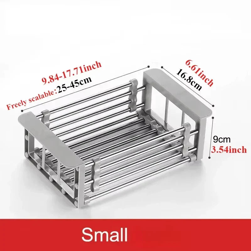 Retractable Drain Basket For Kitchen Sink Storage Basket For Washing Fruits And Vegetables Multifunctional Drain Rack