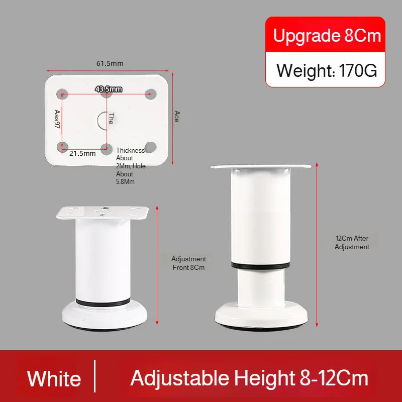 Home 4pcs Adjustable Height Furniture Support Legs, Black Telescopic Table Legs, Used for Tables, Bed Frames, TV Cabinets, Sofas