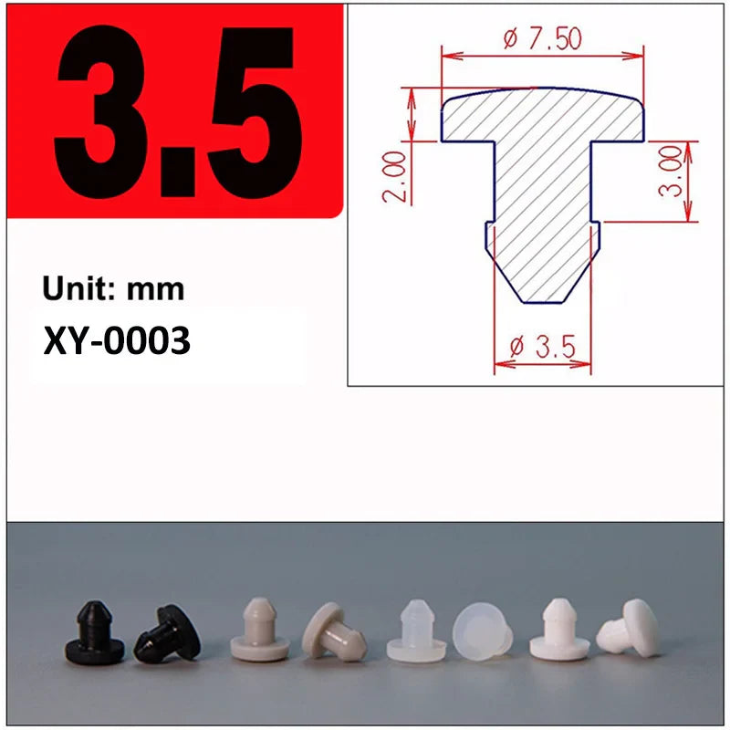 Silicone Rubber Caps T Type Plug Cover Snap-on Gasket Blanking End Seal Stopper 2.5mm-15mm Black/White/Gray/Transparent