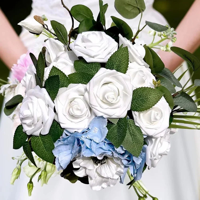 PE Foam Rose Artificial Flower Wedding Bride Bouquet Accessory Garland Home vase table Outdoor Garden festival Party DIY Decor