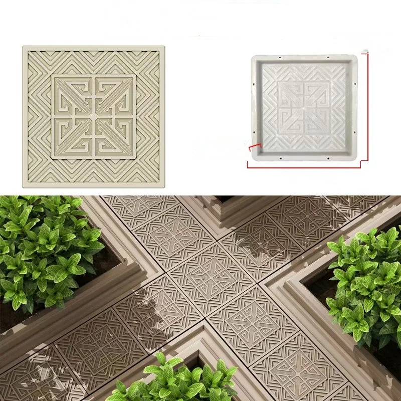DIY Paving Casting Stepping Stone Square 1Pcs Road Concrete Mold Brick Antique Landscape Yard Decor Garden Reusable Making Tools