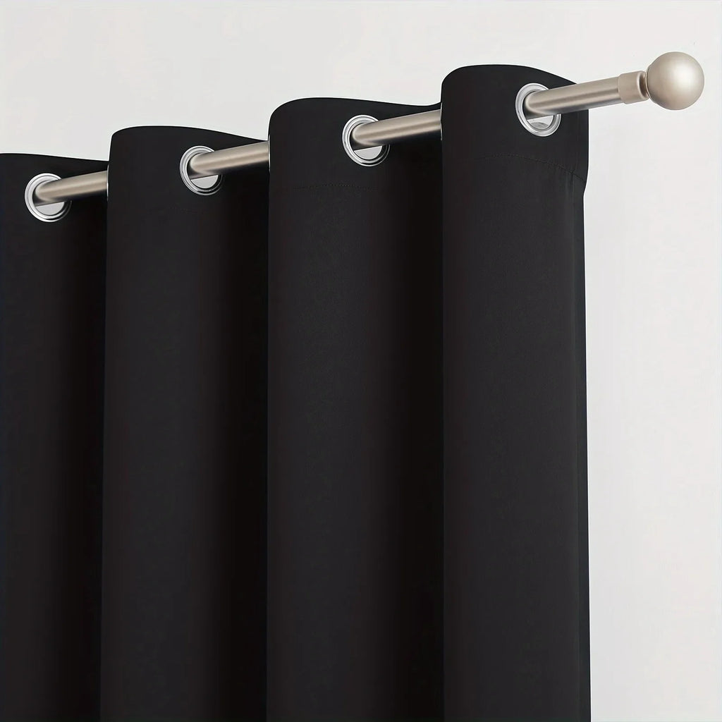 2pcs Modern 100% Blackout Solid Curtains, Window Curtains for Living Room, Bedroom, Kitchen, Home Decoration, Privacy Draps