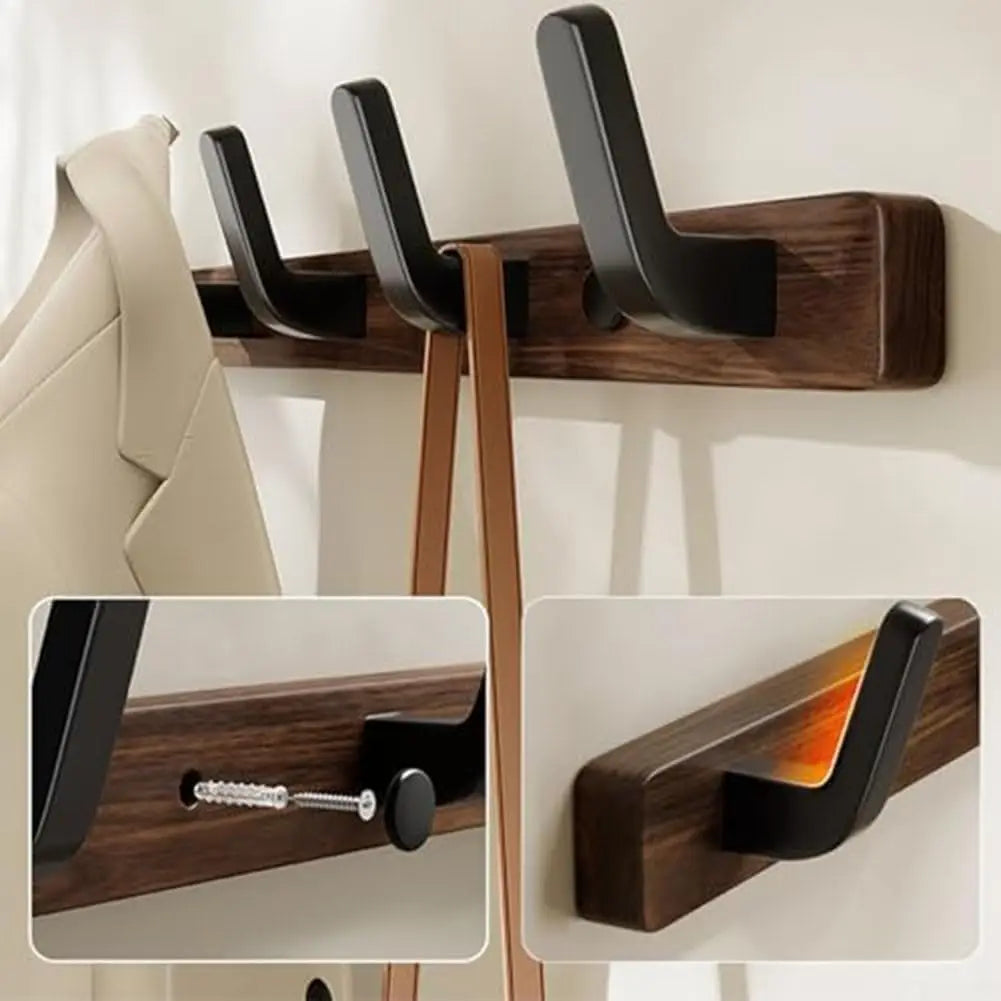 Coat Rack Wall Mount shelf Entryway Wall Hanger for Towels Wooden Coat Hooks Hook Storage Rack  for Bedroom Bathroom Kitchen